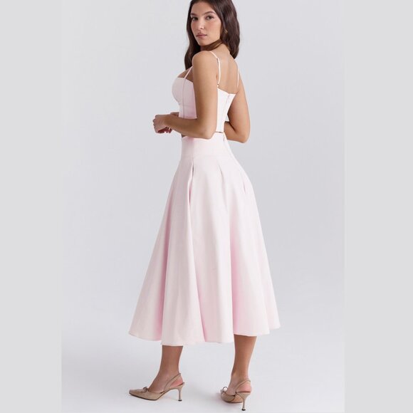 House of CB Pabla Bralette Top & Rita Midi Skirt Set Pink Small New With Tags - Picture 4 of 16